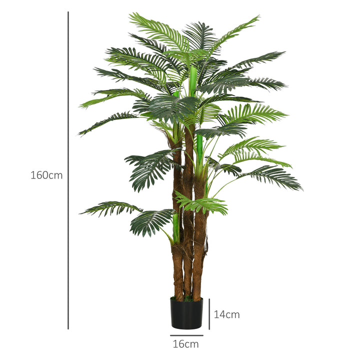 Planta Artificial Decorativa 160 cm Palmeira Artificial com Vaso e Folhas para Interior Casa Sala Escritório Verde