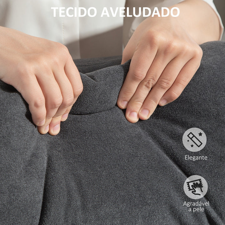 Cadeira de Secretária com Apoio para os Pés Cadeira de Escritório Giratória com Encosto Reclinável Acolchoada Espessa Estofada em Veludo Altura Ajustável 80x80x106-114 cm Cinzento