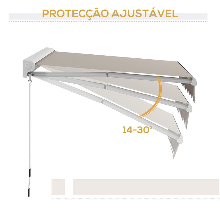 Toldo Retrátil Elétrico ou Manual 250x200 cm Toldo Portátil para Varanda com Controlo Remoto Manivela Manual e Estrutura de Alumínio para Janela Porta Terraço Pátio Creme
