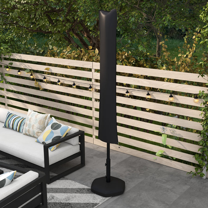 Capa de Proteção para Chapéu de Sol Capa Impermeável de Tecido Oxford 420D Cobertura para Chapéu de Sol com Fecho de Correr para Jardim Exterior 178x25/35 cm Preto