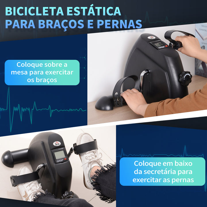 Mini Bicicleta Estática Aparelho de Exercício Braços e Pernas Resistência ajustável com Tela LCD