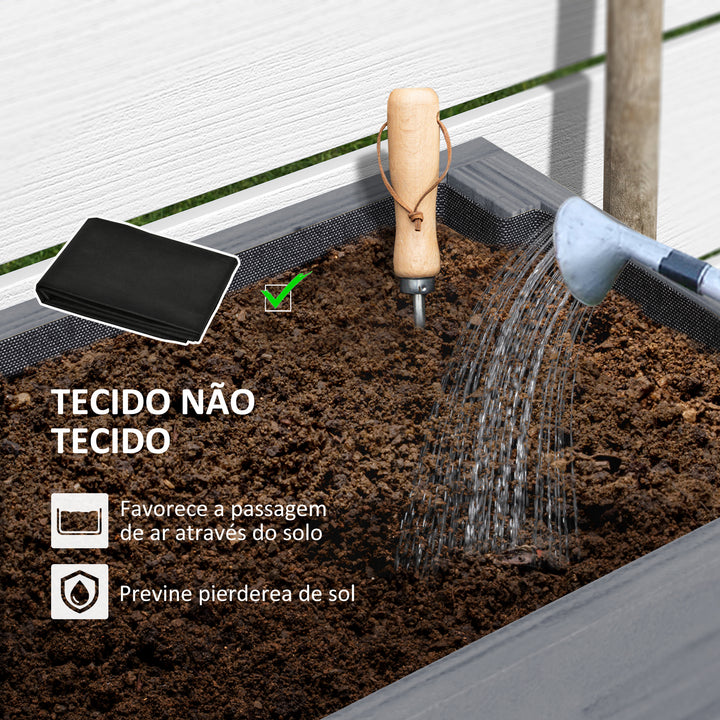 Horta Vertical de Madeira Mesa de Cultivo com Prateleira Floreira Elevada para Cultivos de Flores Vegetais em Jardim Varanda 100x30x70,5 cm Cinza