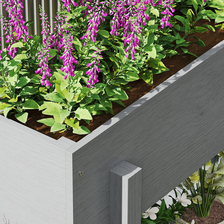 Horta Vertical de Madeira Mesa de Cultivo com Prateleira Floreira Elevada para Cultivos de Flores Vegetais em Jardim Varanda 100x30x70,5 cm Cinza