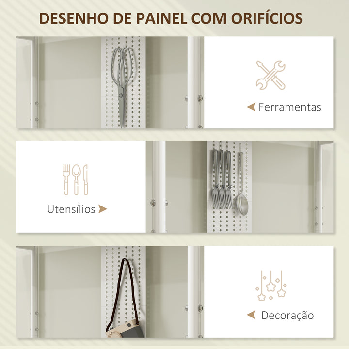 Estante de 4 Níveis Estante para Livros com Painel Perfurado e Estrutura Metálica Estante para Sala de Estar Estúdio Dormitório Escritório 100x35x160,5 cm Branco