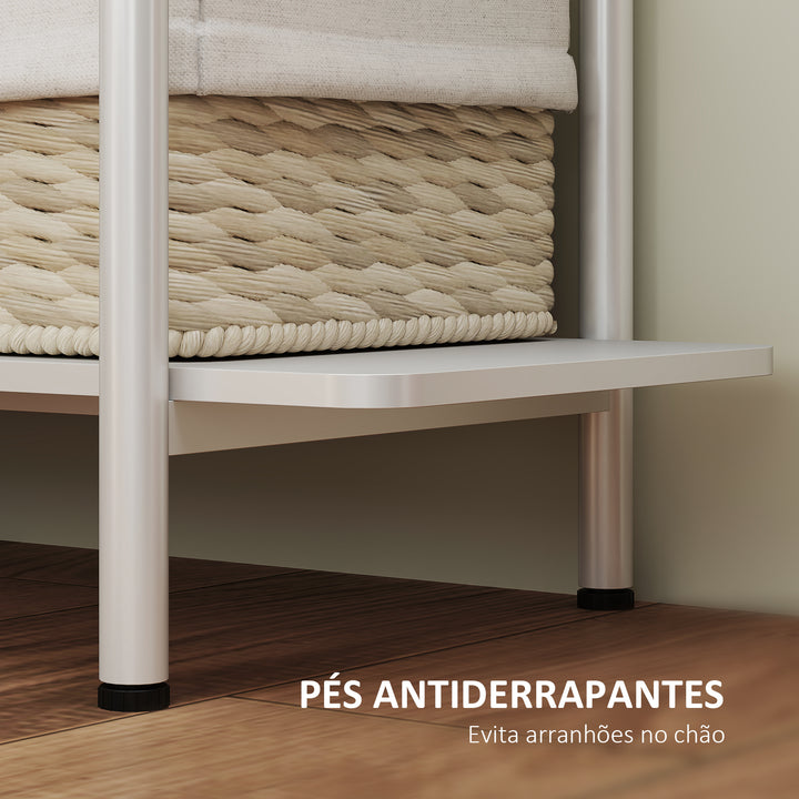 Estante de 4 Níveis Estante para Livros com Painel Perfurado e Estrutura Metálica Estante para Sala de Estar Estúdio Dormitório Escritório 100x35x160,5 cm Branco