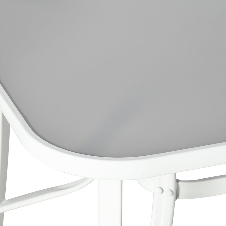 Conjunto de Jardim Refeição de 7 Peças Jogo de Mesa e 6 Cadeiras para Terraço com Tampo de Vidro Cinza