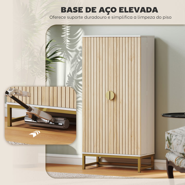 Armário de Cozinha Armário Despensa de Cozinha com 2 Portas e 12 Compartimentos Design Moderno com 5 Prateleiras Ajustáveis Base de Aço 58x29x119,5 cm Branco