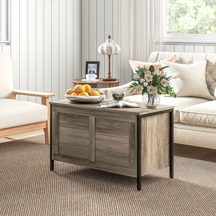 Baú de Armazenamento para Dormitório 95L Baú de Arrumação com Tampa Banco de Armazenamento Versátil com Dobradiça de Segurança para Corredor Sala de Estar 80x40x49 cm Cinza Claro