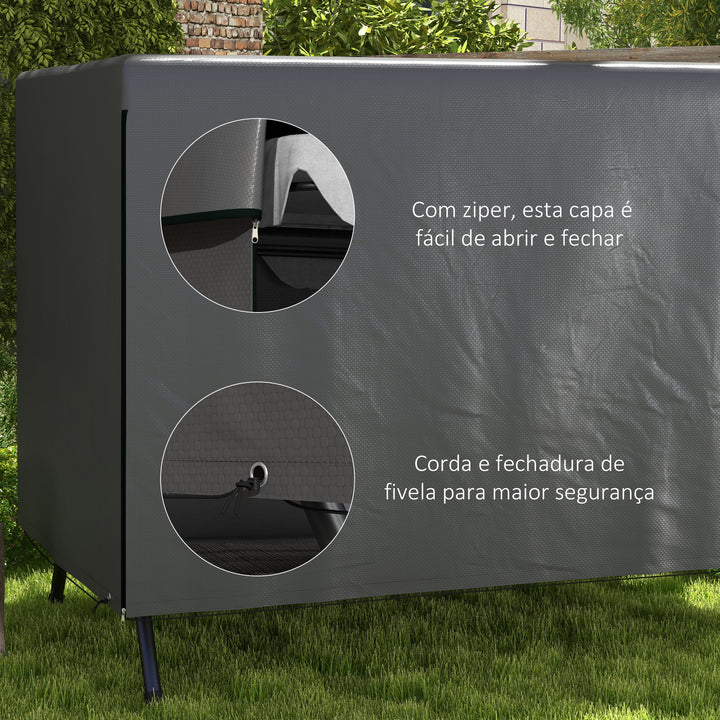 Capa Protetora para Baloiço de Jardim de 3 Lugares 215x155x150 cm Impermeável com Fecho de Correr Cobertura para Móveis de Exterior Cinza Escuro