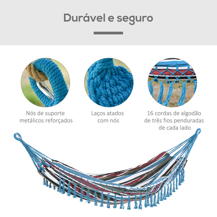 Rede Dupla de Algodão Portátil para Acampar interior e exterior Carga 150kg 300x150cm Colorido