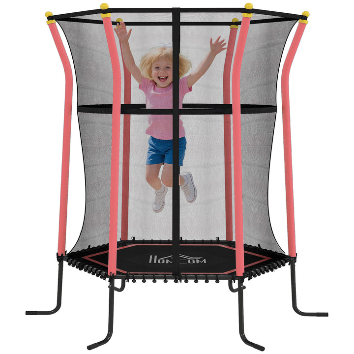 Trampolim para Crianças acima de 3 Anos Cama Elástica Infantil com Rede de Segurança e Estrutura de Aço para Interiores e Exteriores Carga 50kg Ø163,5x190 cm Vermelho