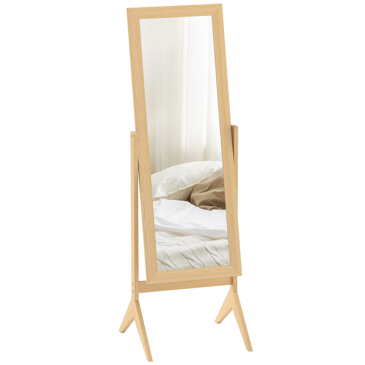 Espelho de Pé para Maquilhagem Reclinável com Estrutura de Madeira para Dormitório Vestidor 47x46x148 cm Carvalho