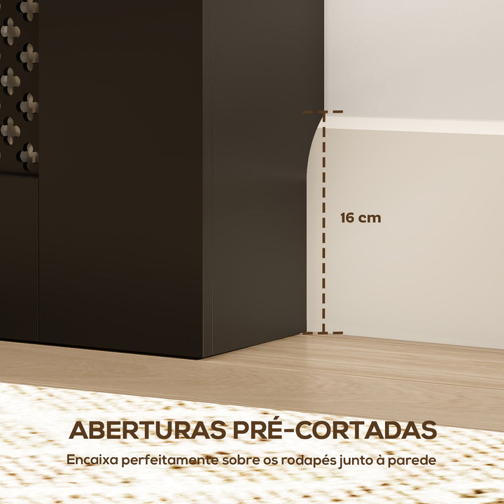 Cobertura para Radiadores Proteção Radiador de MDF 78x19x81 cm Cobertura de Radiador Desenho Moderno de Ripas e Colmeia para Sala Quarto Preto