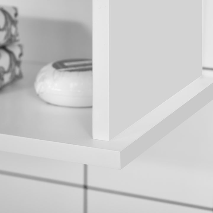 Armário de Parede para Casa de Banho Móvel Casa de Banho de Parede com Armazenamento 2 Portas em Ripas Prateleira Ajustável e Compartimento 60x20x70 cm Branco