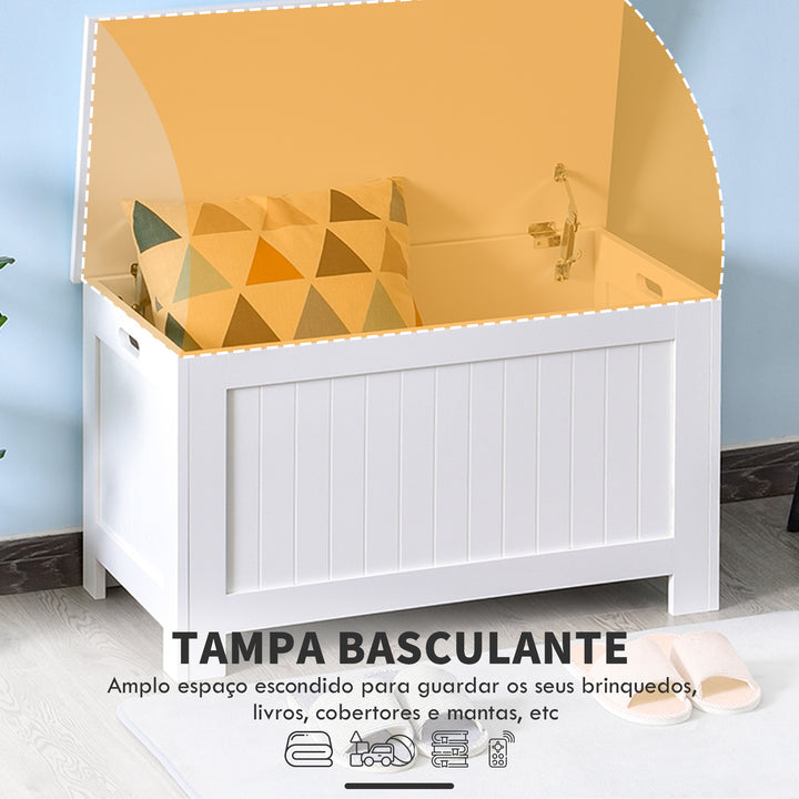 Armário de madeira para armazenamento de roupas brinquedos banco de armazenamento para sala de estar e banheiro carga de 20 kg branco 81 x 40 x 46 cm