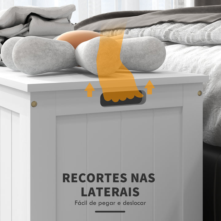 Armário de madeira para armazenamento de roupas brinquedos banco de armazenamento para sala de estar e banheiro carga de 20 kg branco 81 x 40 x 46 cm