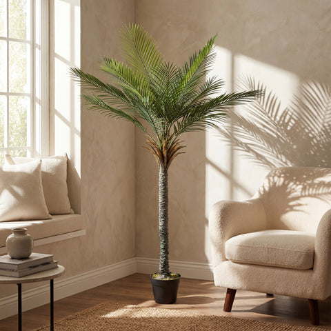 Planta Artificial Decorativa 180 cm Palmeira Artificial com Vaso e Folhas para Interior Casa Sala Escritório Verde