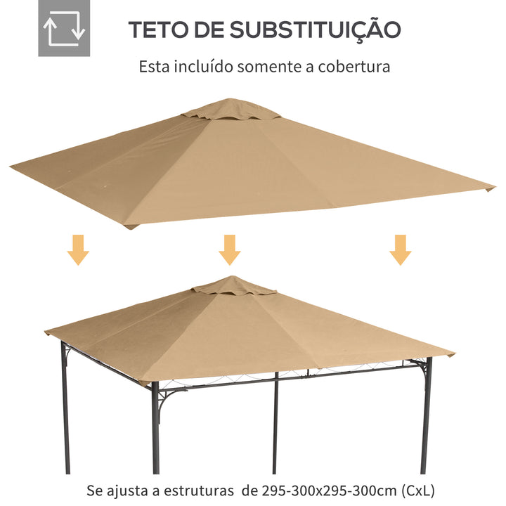Cobertura de Substituição de 3x3m para Pérgola de Jardim com 8 Orifícios de Drenagem e Ventilação Bege