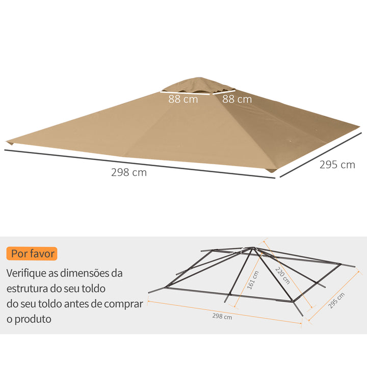 Cobertura de Substituição de 3x3m para Pérgola de Jardim com 8 Orifícios de Drenagem e Ventilação Bege
