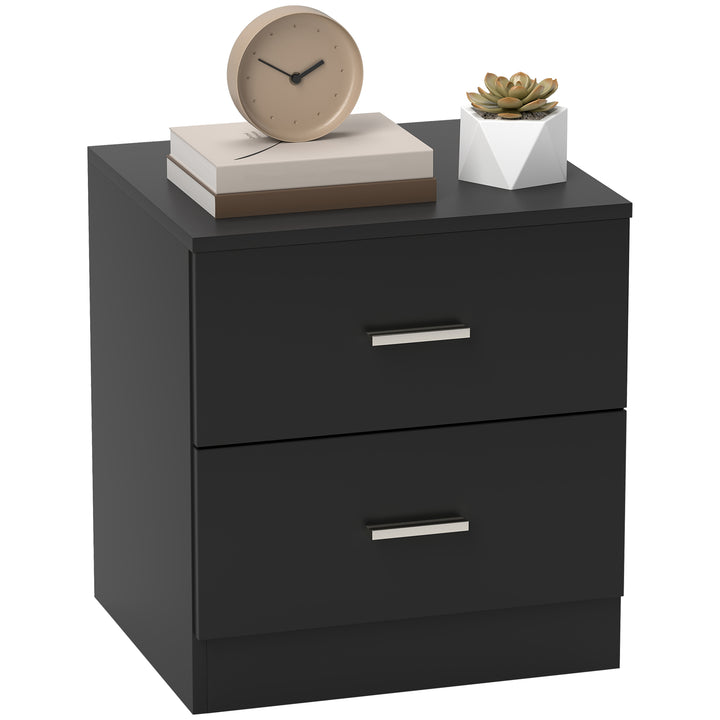 Mesa de Cabeceira Moderna Mesa de Cabeceira com 2 Gavetas Mesa Auxiliar para Sala Quarto Capacidade 30 kg 45x39,5x49 cm Preto