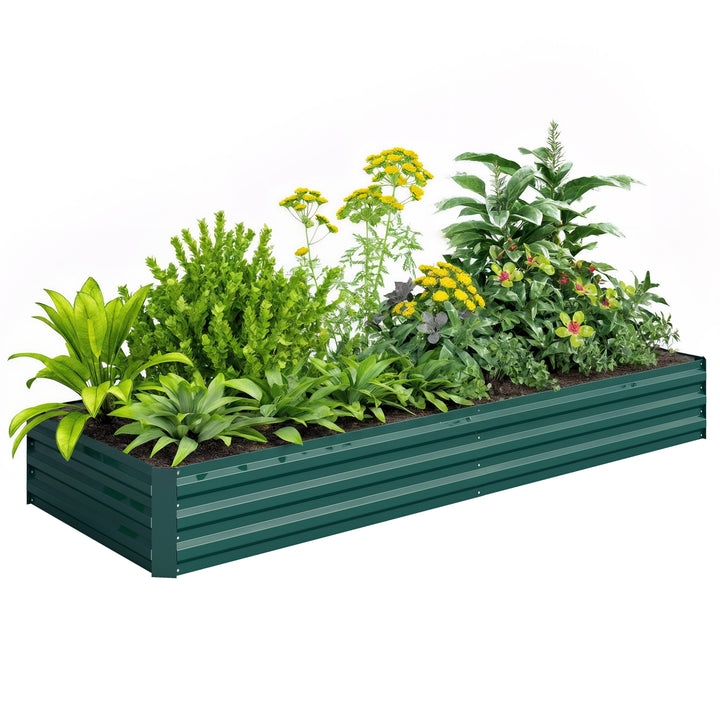 Caixa de Plantio de Aço Galvanizado Horta para Cultivar Plantas Flores Ervas Floreira Grande de Exterior Retangular com Fundo Aberto 180x90x30 cm / 241x90,5x30 cm Verde