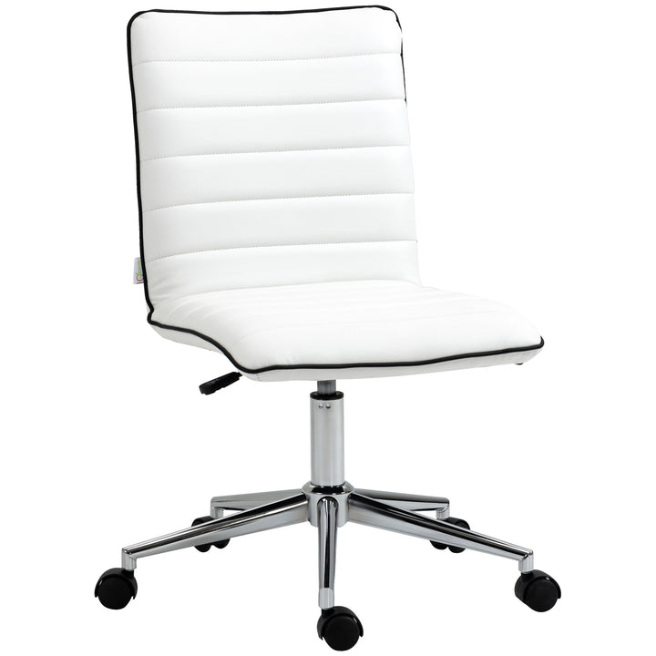 Cadeira de Escritório Ergonômica Giratória com Altura Ajustável Encosto Estofado em Couro Sintético Carga 120kg 47x57x76,5-86,5cm Branco