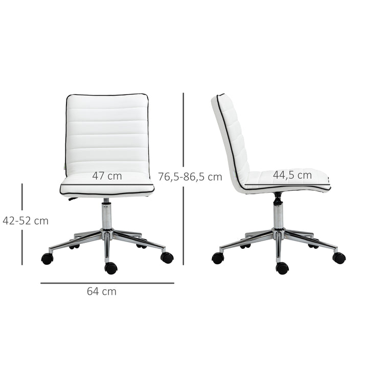 Cadeira de Escritório Ergonômica Giratória com Altura Ajustável Encosto Estofado em Couro Sintético Carga 120kg 47x57x76,5-86,5cm Branco