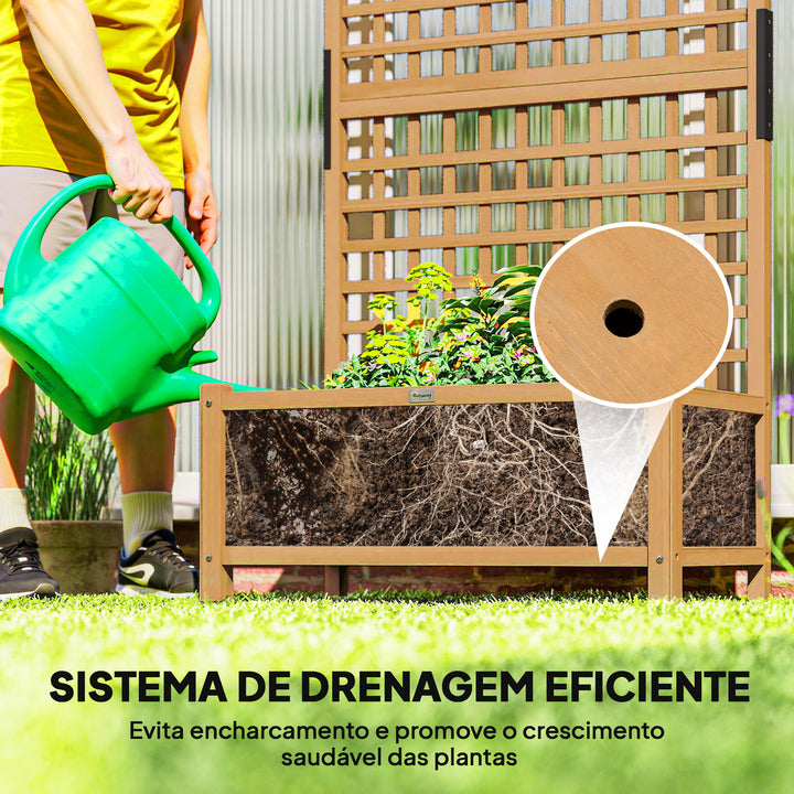 Floreira com Treliça de Madeira Caixa de Plantio com Suporte para Plantas Trepadeiras para Cultivo de Plantas Flores para Pátio Terraço Varanda 90x45x183cm Madeira