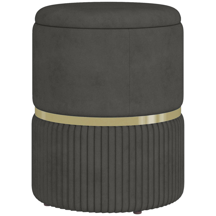 Banco de Armazenamento para Dormitório Puff de Arrumação Estofado em Veludo Banco de Arrumação com Pés Antiderrapantes Ø36x44 cm Cinza