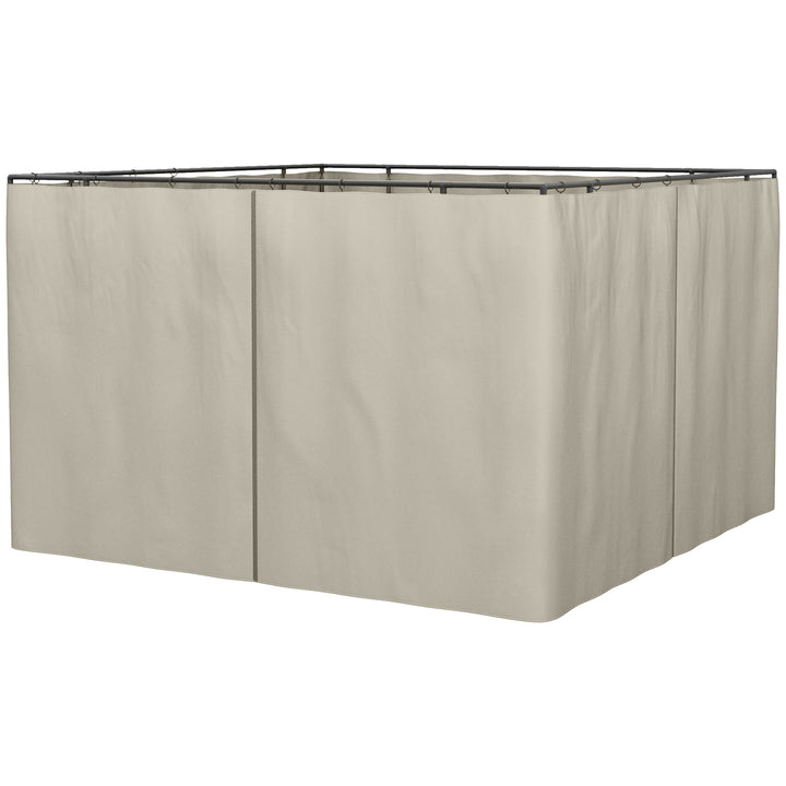 4 Paredes Laterais para Tenda 302x205 cm Laterais para Tenda Universal com Ganchos e Argola em C para Tenda de Jardim Terraço Bege