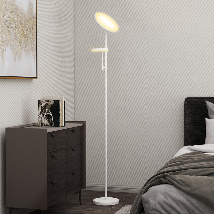 Candeeiro de Pé LED 42W Candeeiro de Pé para Sala Giratória com Controlo Remoto e Táctil Temperatura de Cor e Brilho Ajustáveis para Salas de Estar Quartos Escritórios Ø25x175 cm Branco