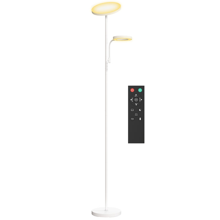 Candeeiro de Pé LED 42W Candeeiro de Pé para Sala Giratória com Controlo Remoto e Táctil Temperatura de Cor e Brilho Ajustáveis para Salas de Estar Quartos Escritórios Ø25x175 cm Branco