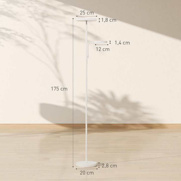 Candeeiro de Pé LED 42W Candeeiro de Pé para Sala Giratória com Controlo Remoto e Táctil Temperatura de Cor e Brilho Ajustáveis para Salas de Estar Quartos Escritórios Ø25x175 cm Branco