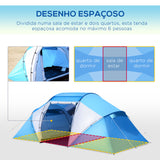 Tenda de Campismo Familiar para 4-6 Pessoas Tenda de Campismo Dobrável com Bolsa de Transporte Impermeável para Praia Parque 430x240x170 cm Azul e Branco