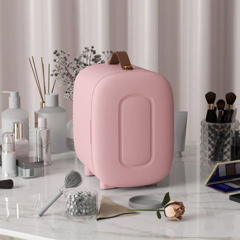 Frigorífico de Cosméticos 4L Frigorífico Pequeno 9V/240V para Arrefecer e Aquecer Mini Frigorífico para Beleza Maquilhagem Bebidas 20,3x26,3x28 cm Rosa