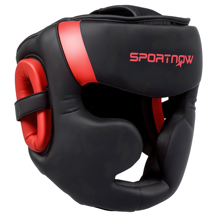 Capacete de Boxe Capacete MMA com Correia Ajustável Protetor de Cabeça para Grappling Sparring Artes Marciais Karate Tamanho L Vermelho e Preto