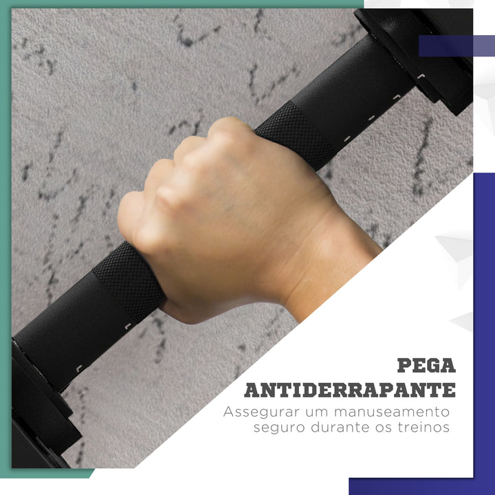 Kit de Halteres 20kg 2 em 1 Jogo de Pesos com Barra de Pesos Pega Antiderrapante para Treino de Força em Casa Ginásio Escritório Preto e Verde