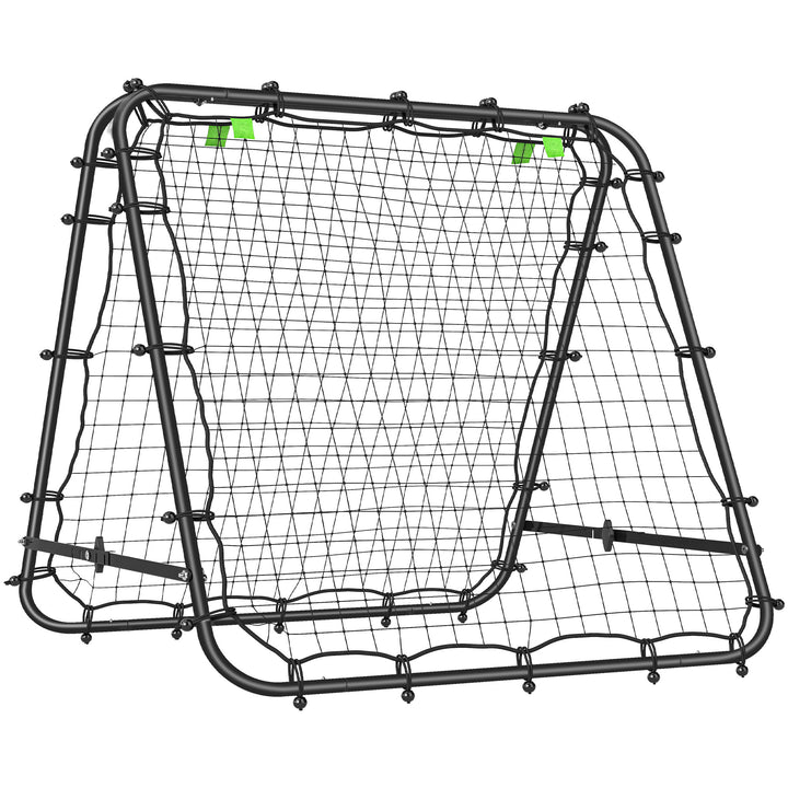 Rede de Rebote Dobrável para Treino Desportivo Ajustável em 5 Níveis de Ângulo com Tubo de Aço para Futebol Ténis e Basebol 100x95x90 cm Preto