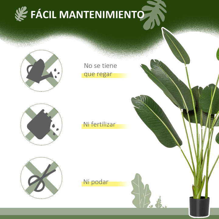 Planta Artificial Bananeira de 160cm com Vaso e 10 Folhas Realistas Planta Tropical Sintética para Decoração em Interior e Exterior Escritório Casa Verde