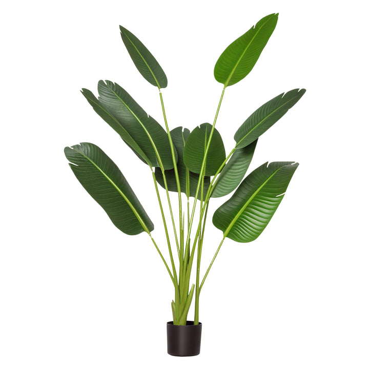 Planta Artificial Bananeira de 160cm com Vaso e 10 Folhas Realistas Planta Tropical Sintética para Decoração em Interior e Exterior Escritório Casa Verde