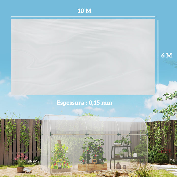 Cobertura Transparente para Estufa 6x10 m Cobertura de Substituição de Polipropileno Resistente à Água para Horta Plantas Agricultura Jardim