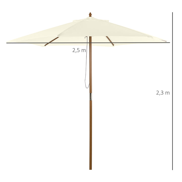 Guarda-sol de Jardim com 6 Varas de Bambu e Poste Destacável Ø250x230 cm