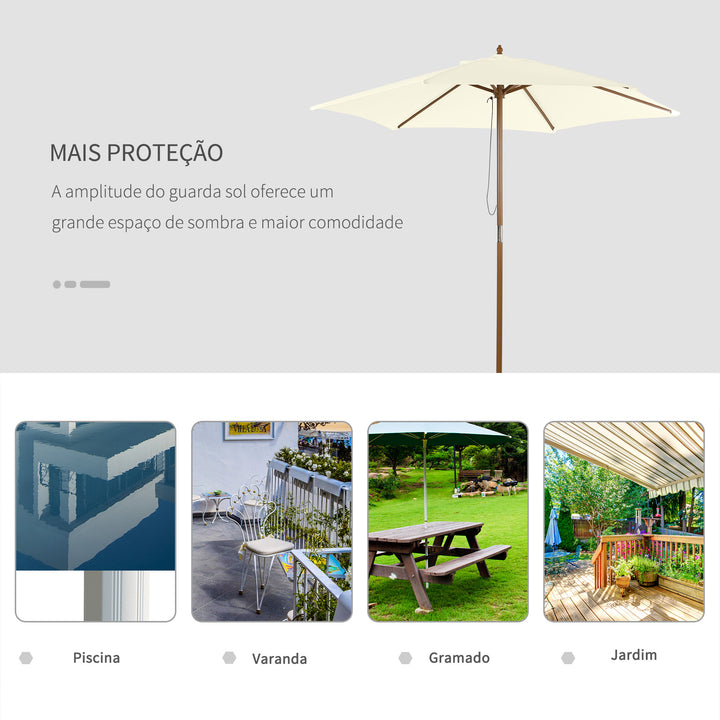 Guarda-sol de Jardim com 6 Varas de Bambu e Poste Destacável Ø250x230 cm