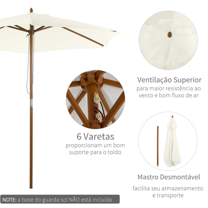Guarda-sol de Jardim com 6 Varas de Bambu e Poste Destacável Ø250x230 cm
