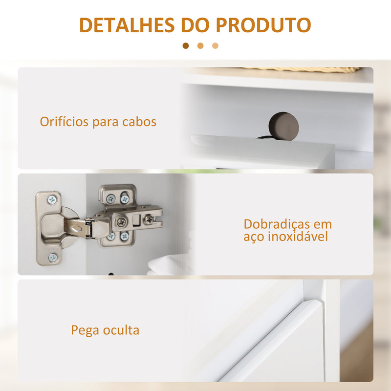 Aparador de Cozinha Moderno com 3 Portas Prateleiras Ajustáveis ??e Suporte para TV com Fecho suave 120x35x85 cm Branco