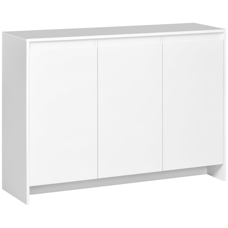 Aparador de Cozinha Moderno com 3 Portas Prateleiras Ajustáveis ??e Suporte para TV com Fecho suave 120x35x85 cm Branco