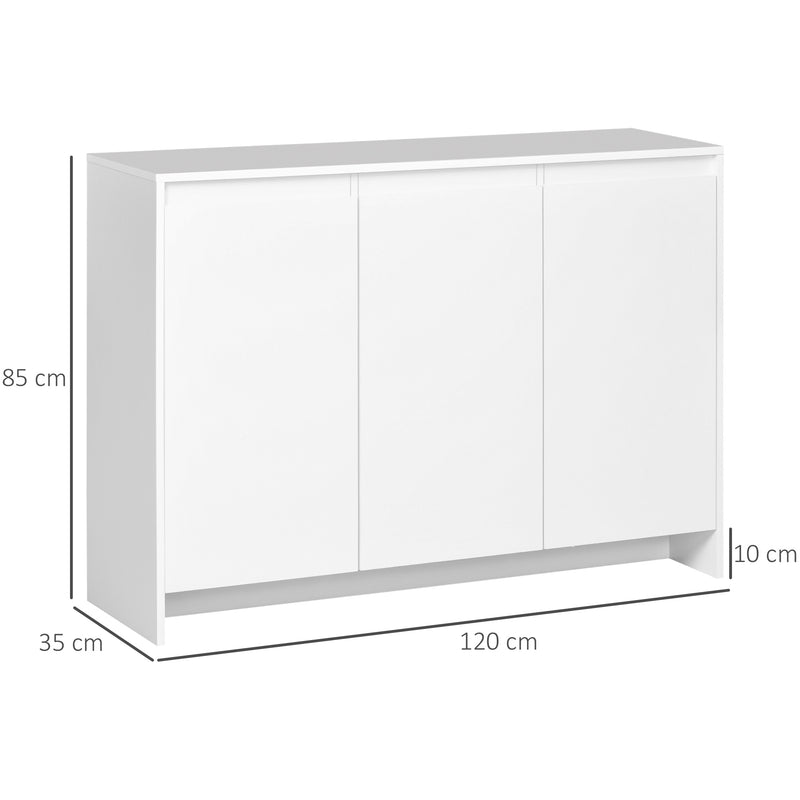 Aparador de Cozinha Moderno com 3 Portas Prateleiras Ajustáveis ??e Suporte para TV com Fecho suave 120x35x85 cm Branco