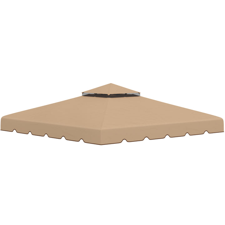 Cobertura de Substituição para Pérgola 300x300 cm Teto de Substituição para Pérgolas Exterior com Duplo Teto e 8 Orifícios de Drenagem Cáqui