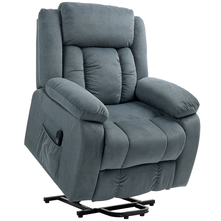 Poltrona Relax Reclinável Elétrica Levanta Pessoas com Porta USB Controlo Remoto Assento Largo Apoio para os Pés Estofada em Tecido Aveludado Cinzento