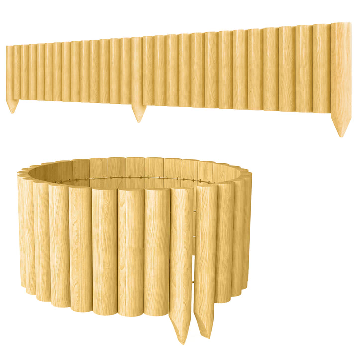 Cerca de Jardim em Madeira 176x38 cm Cerca Decorativa Resistente e Fácil de Instalar para Horta Pátio Terraço Relva Madeira